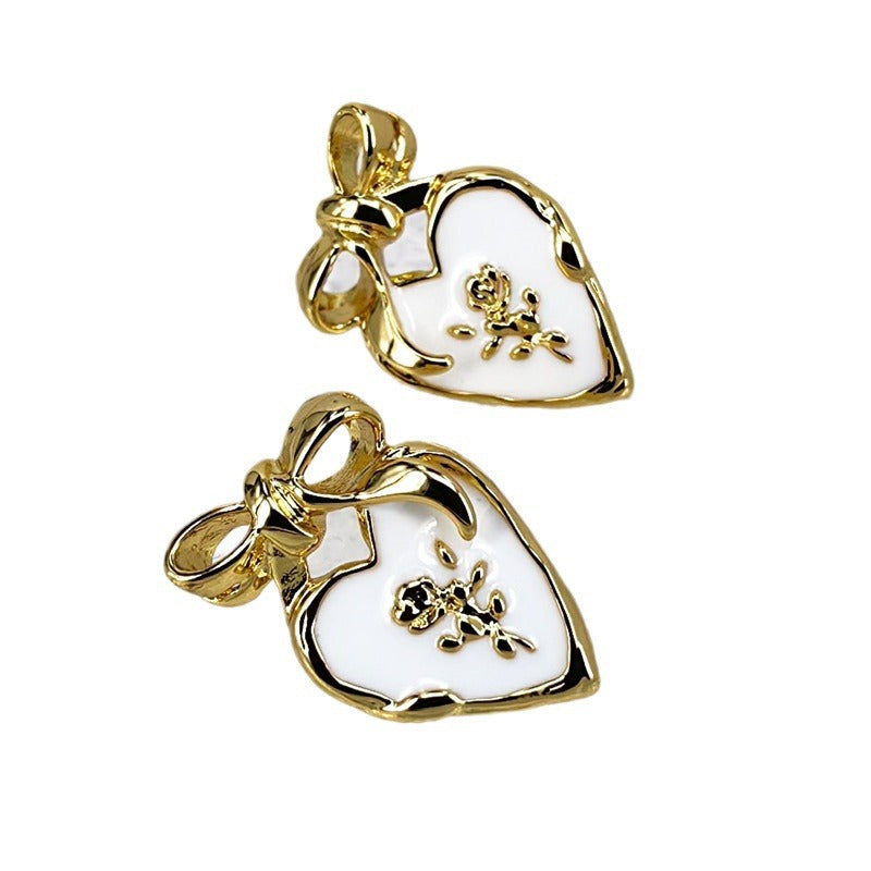 Enamel Bow Stud Earrings with S925 Posts