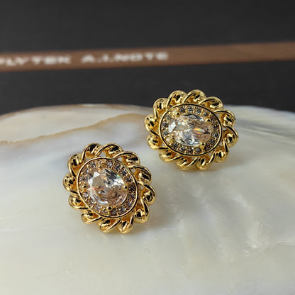 Oval Zircon Stud Earrings