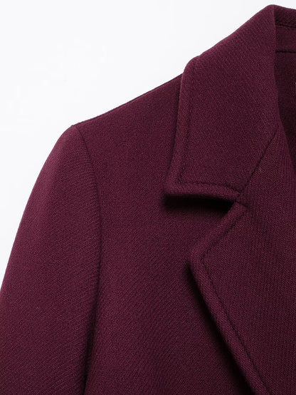 Women's Streetwear Solid Color Double Breasted Woolen Coat Woolen Coat