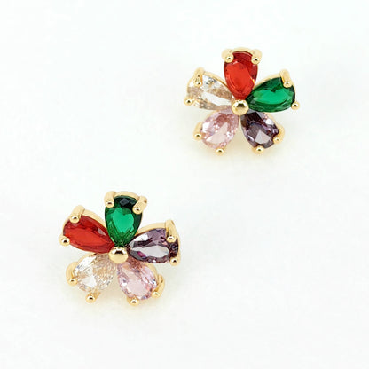 Colorful Zircon Star Stud Earrings with S925 Posts