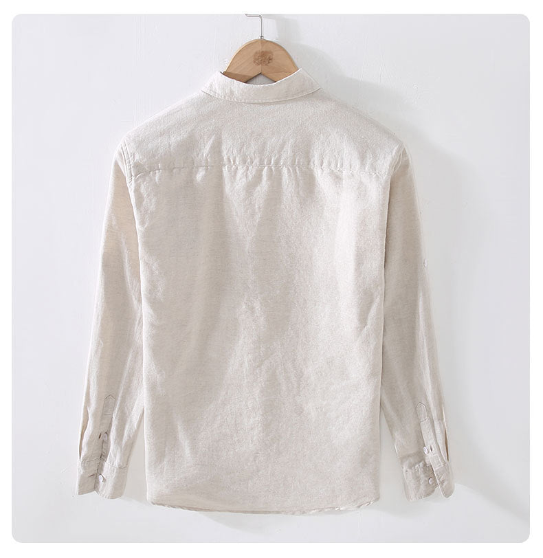 Men's Solid Color Casual Business Shirt Collar Long Sleeve Slim Men's Tops