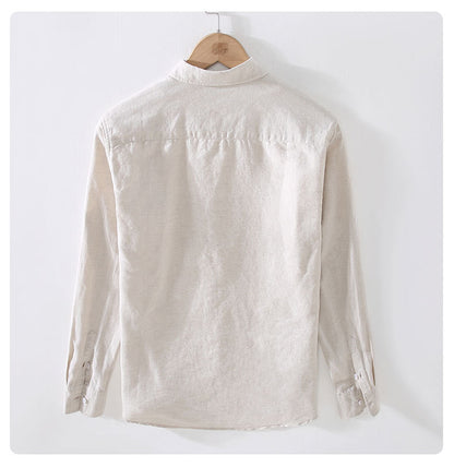 Men's Solid Color Casual Business Shirt Collar Long Sleeve Slim Men's Tops