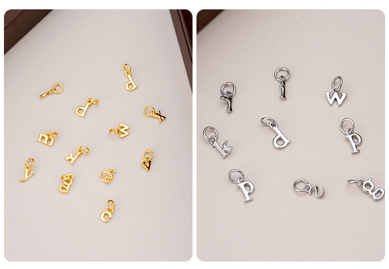 S925 Sterling Silver European and American New 26 Letter Pendant Couple Bracelet Necklace Name English Pendant DIY Ornament Accessories