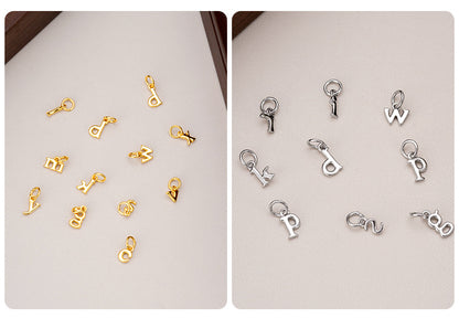 S925 Sterling Silver European and American New 26 Letter Pendant Couple Bracelet Necklace Name English Pendant DIY Ornament Accessories