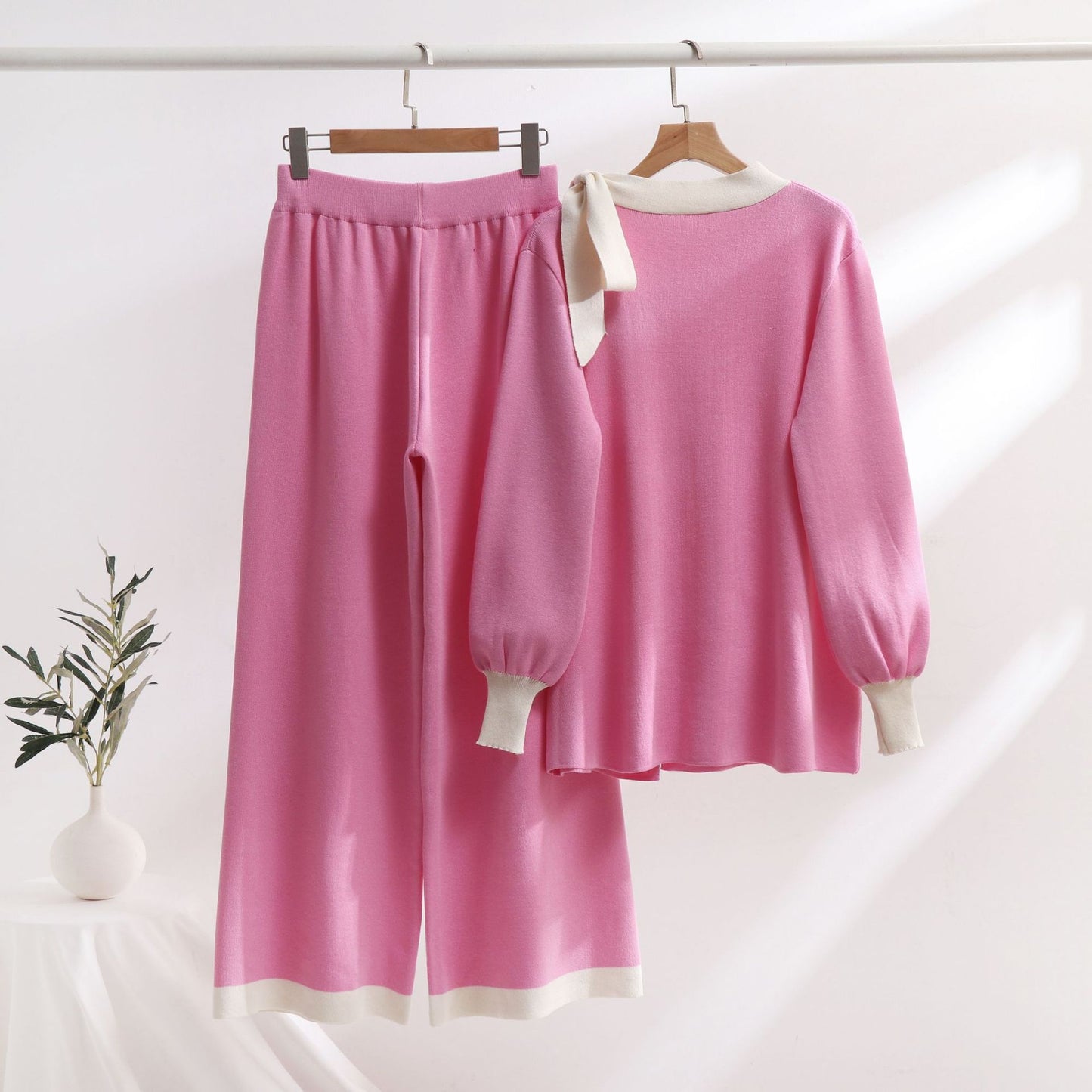 Holiday Women's Simple Style Solid Color Cotton Pants Sets Pants Sets