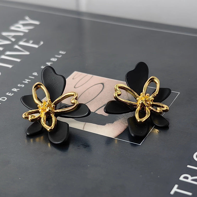 Vintage Painted Flower Drop Earrings with S925 Posts
