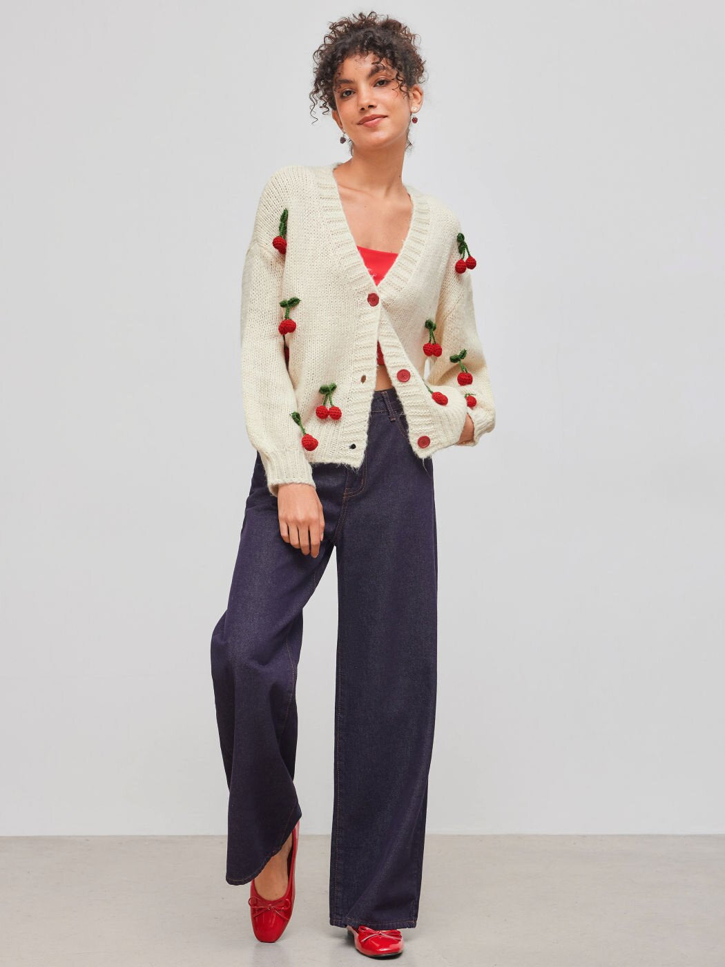 Women's Sweater Long Sleeve Sweaters & Cardigans Vacation Simple Style Cherry