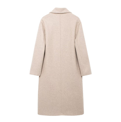 Women's Elegant Solid Color Double Breasted Coat
