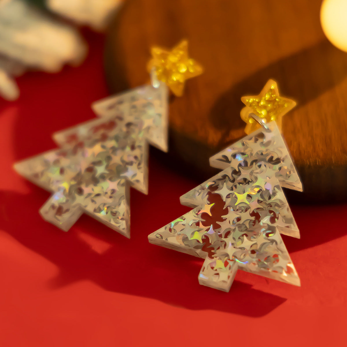 1 Pair Cute Vacation Christmas Hat Christmas Tree Elk Plating Arylic Earrings