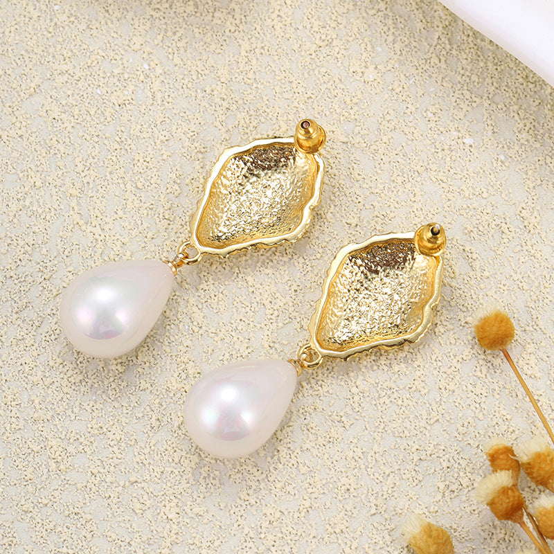 Vintage Pearl Stud Earrings with S925 Posts