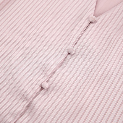 Women's Blouse Long Sleeve Blouses Hollow Out Elegant Stripe