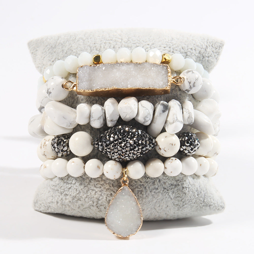 Vintage Style Bohemian Geometric natural stone Glass Beaded Chain Bracelets In Bulk Natural Stone Bracelet