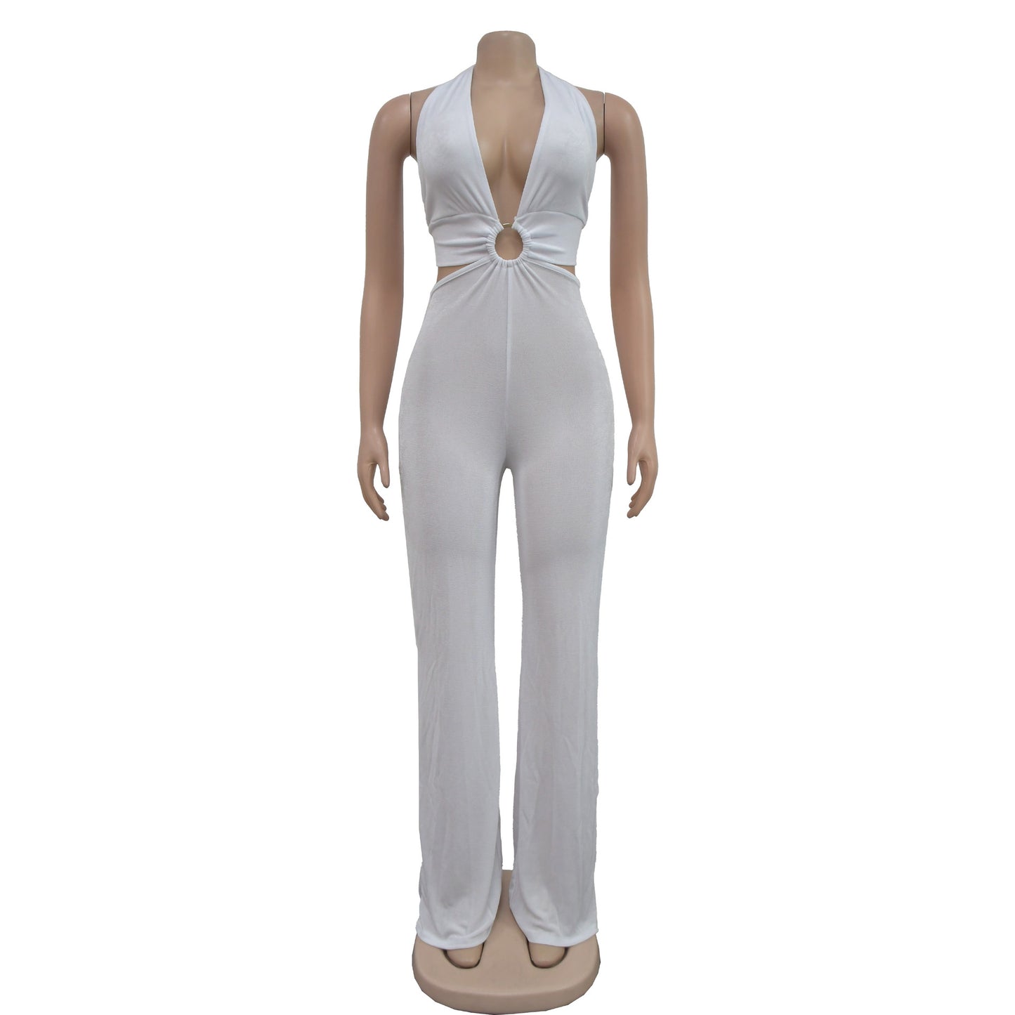 Women's Holiday Banquet Sexy Solid Color Full Length Jumpsuits