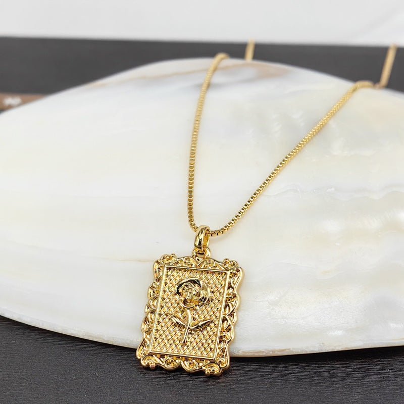 Embossed Flower Pendant Necklace