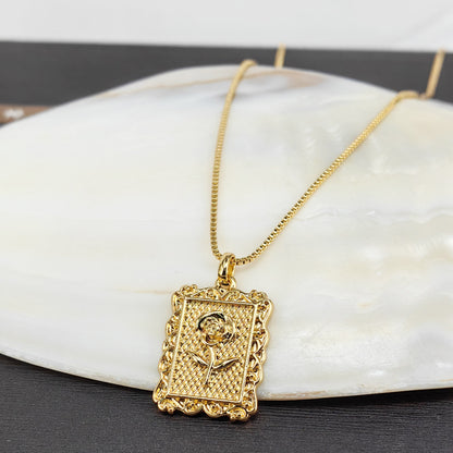 Embossed Flower Pendant Necklace