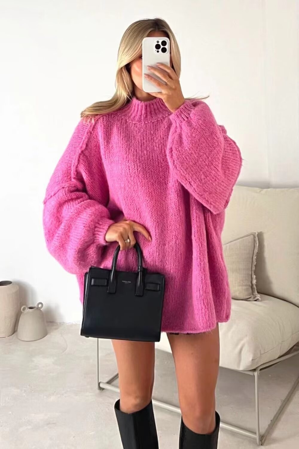Women's Sweater Long Sleeve Sweaters & Cardigans Elegant Simple Style Solid Color