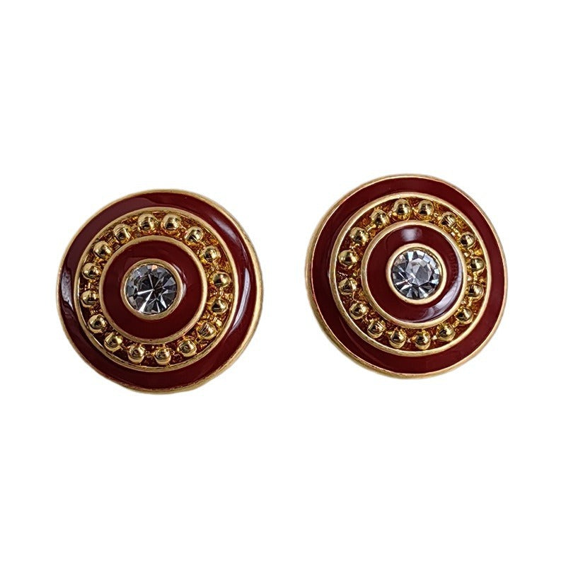 Vintage Enamel Stud Earrings with S925 Posts