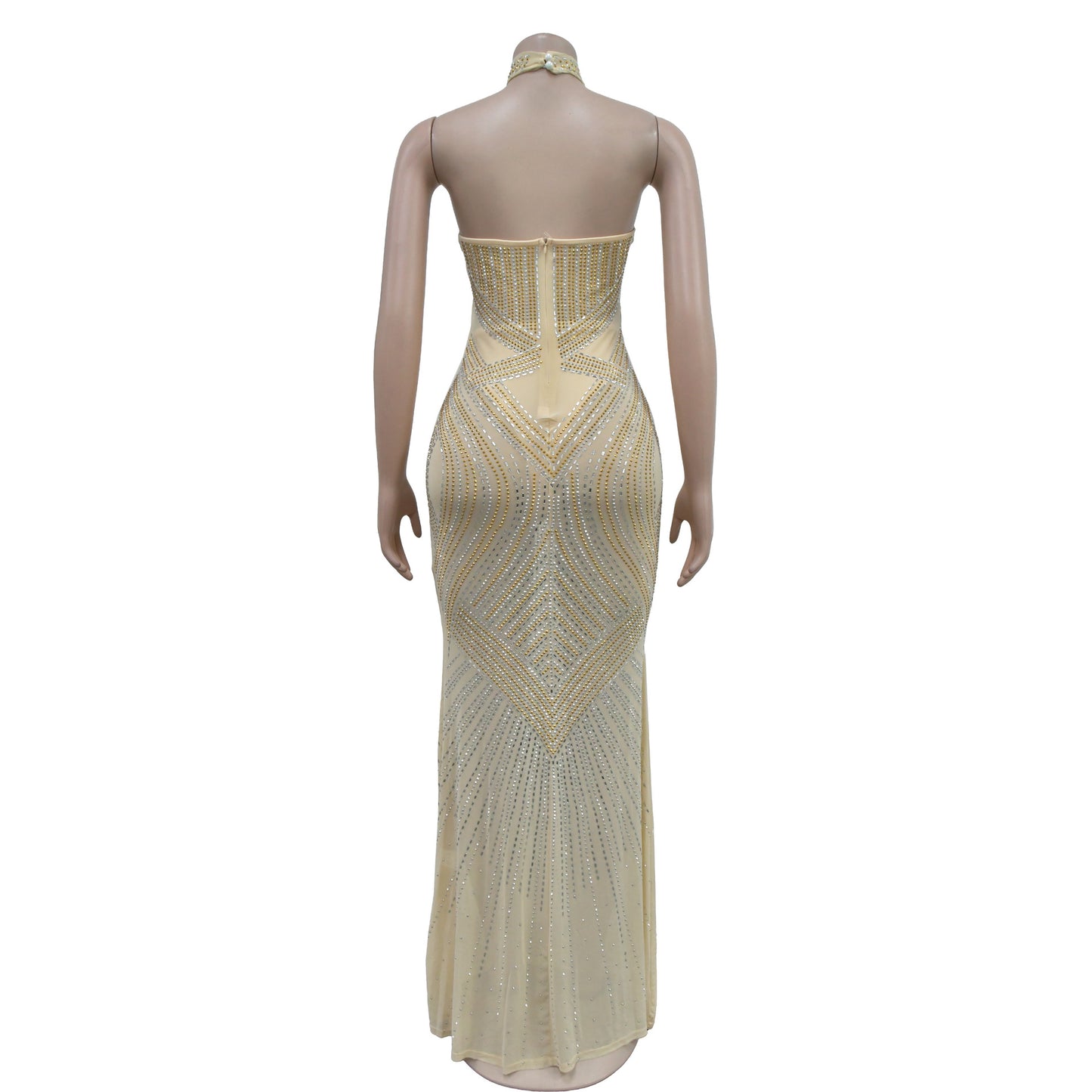 Women's Sheath Dress Elegant Halter Neck Sleeveless Solid Color Maxi Long Dress Cocktail Party