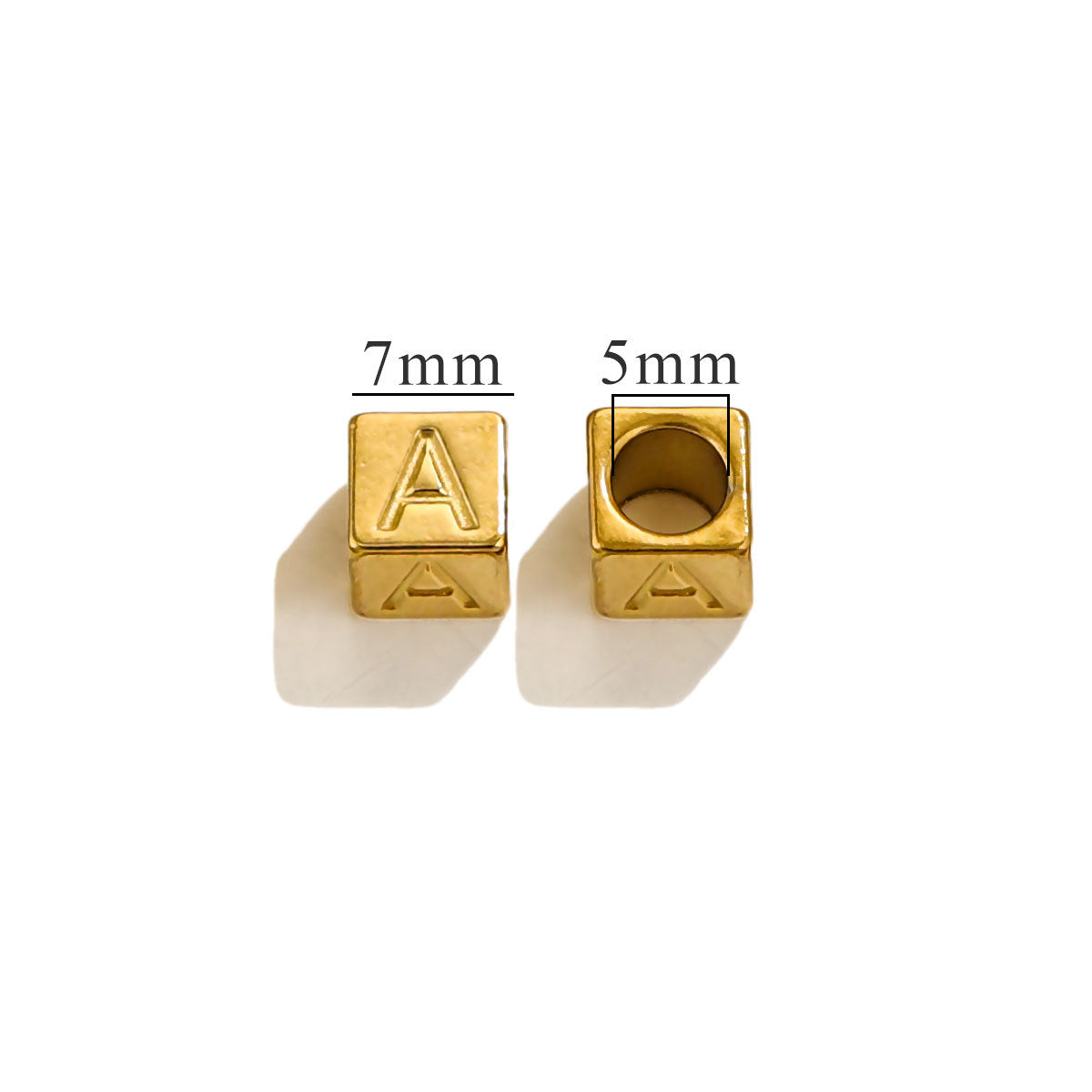 10 PCS/Package 7*7MM Hole 5~5.9mm Titanium Steel Gold Plated Letter Square Jewelry Accessories