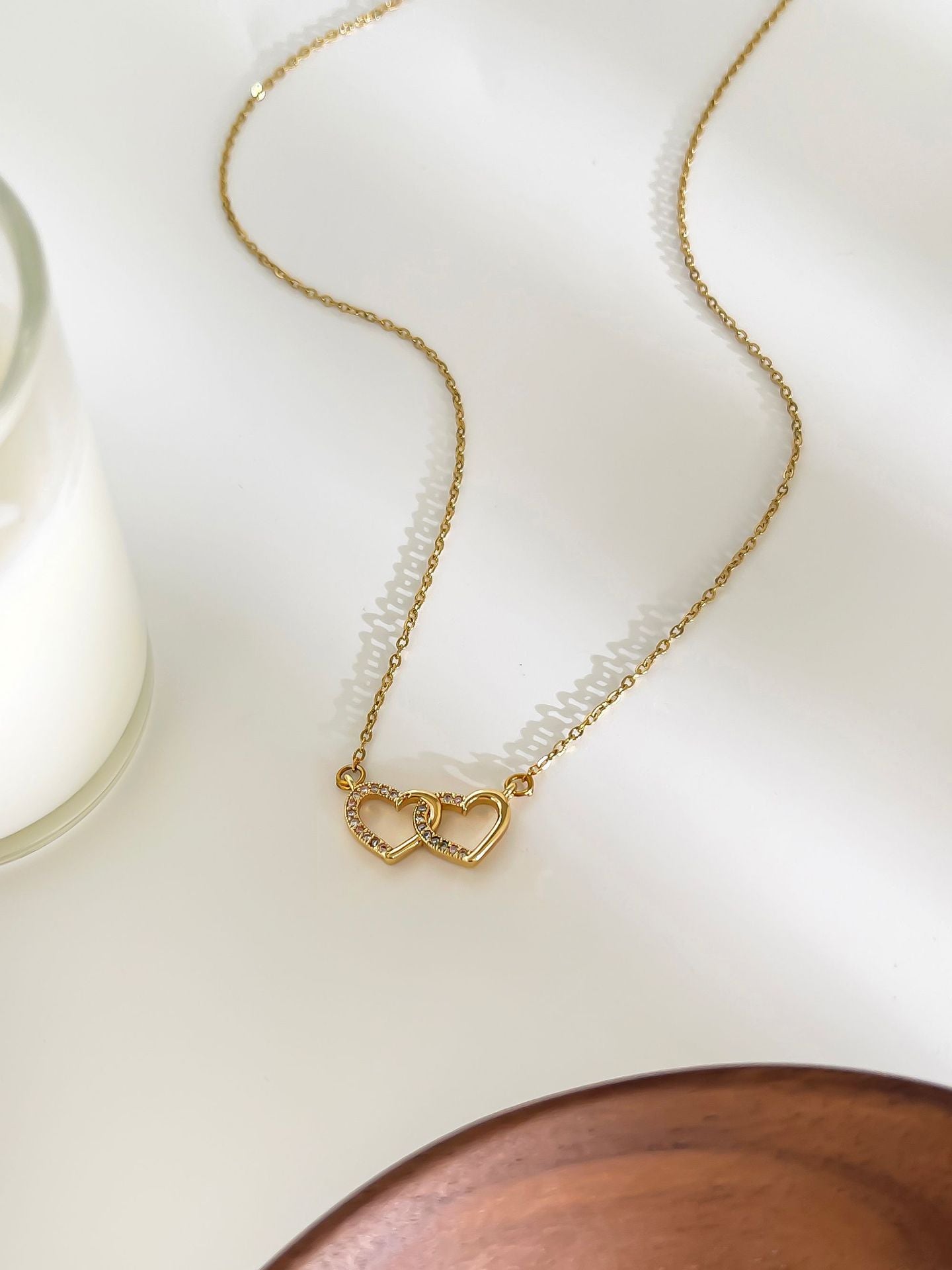 Jewelry Simple Style Heart Shape 316L Stainless Steel  18K Gold Plated Pendant Necklace