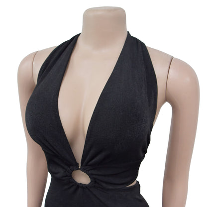 Women's Holiday Banquet Sexy Solid Color Full Length Jumpsuits
