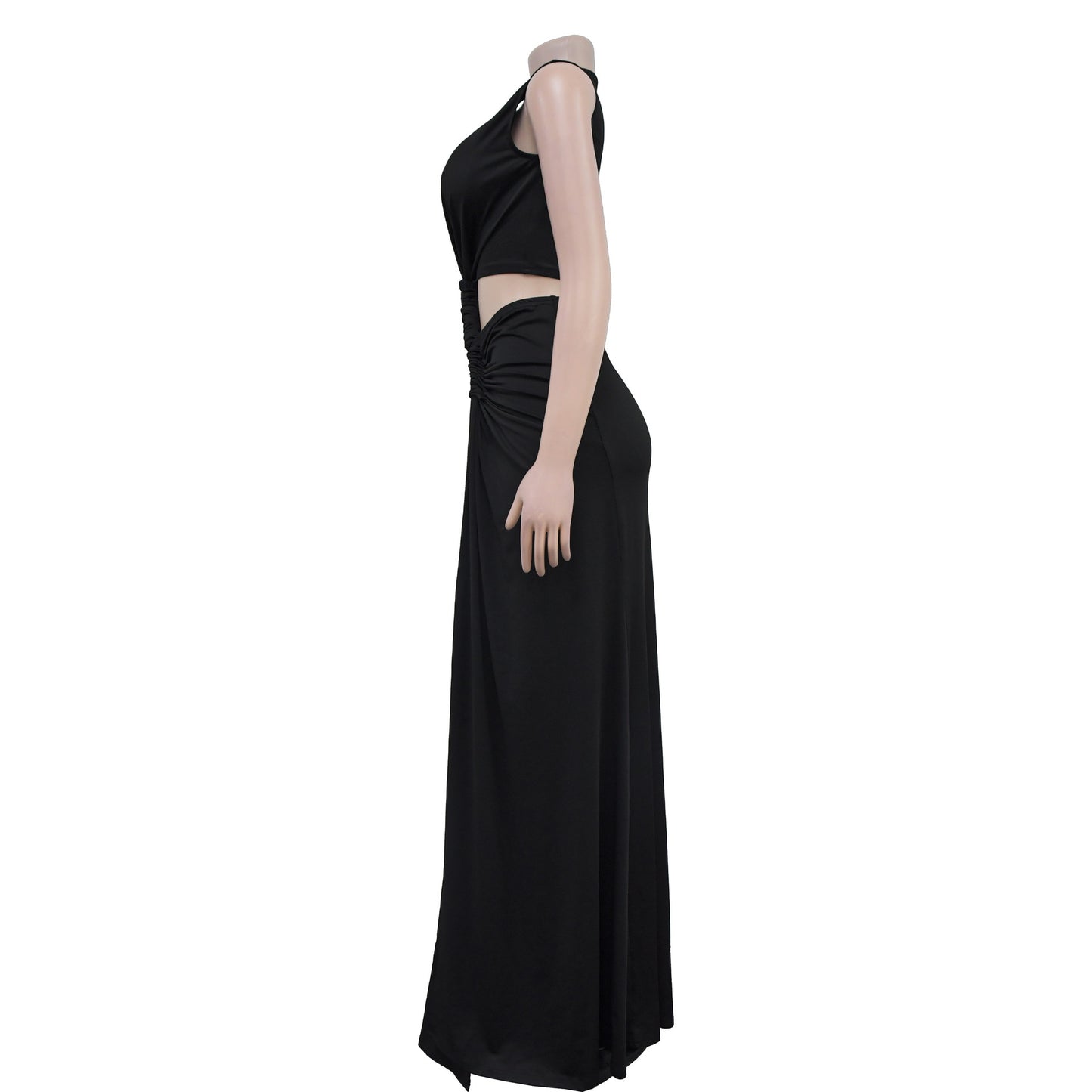 Women's Sheath Dress Elegant Deep V Thigh Slit Sleeveless Solid Color Maxi Long Dress Banquet