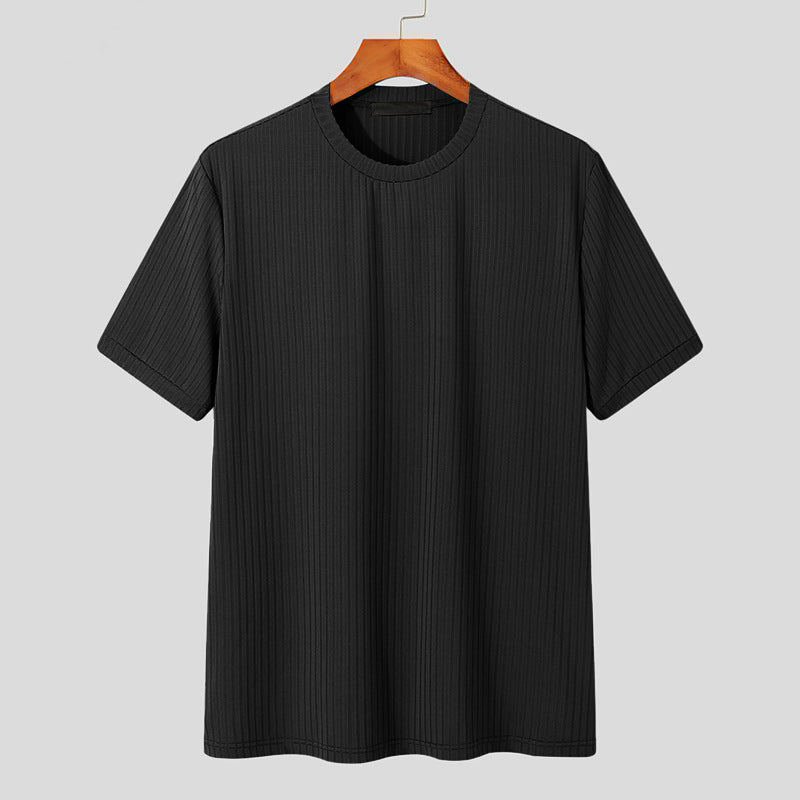 Men's Solid Color Simple Style Round Neck Short Sleeve Loose Men's T-shirt