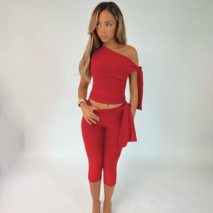 Banquet Daily Women's Casual Elegant Solid Color Spandex Polyester Pants Sets Shorts Sets