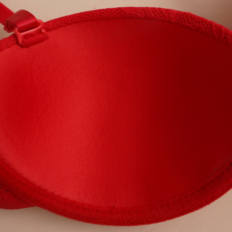 Solid Color Sexy Back Beauty Gather Bra&Panty Set