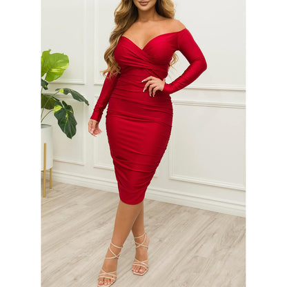 women's pencil skirt fashion boat neck patchwork sleeveless solid color midi dress daily