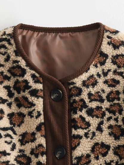 Women's Casual Elegant Leopard Single Breasted Coat