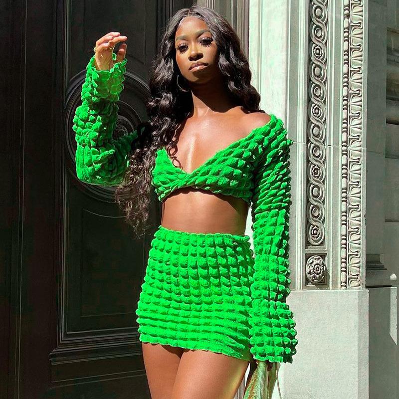 Beach Women's Sexy Solid Color Spandex Polyester Asymmetrical Skirt Sets Skirt Sets