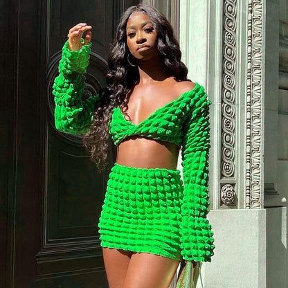 Beach Women's Sexy Solid Color Spandex Polyester Asymmetrical Skirt Sets Skirt Sets