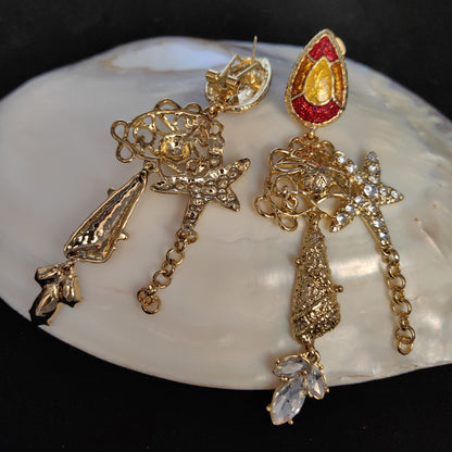 欧美复古中古vintage耳钉珐琅釉彩耳饰水滴耳环925银针女耳饰批发