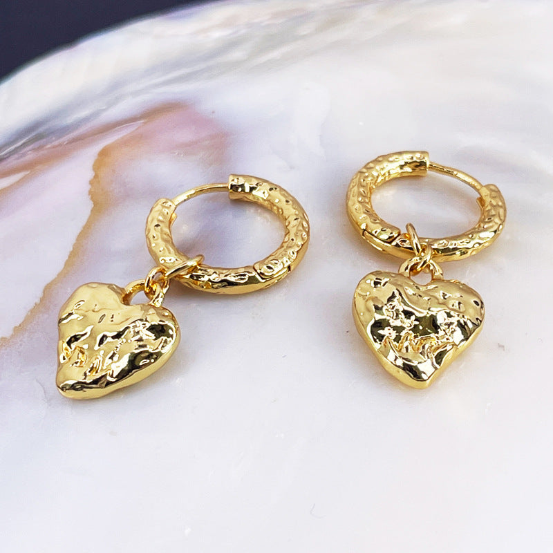 Minimal Heart Gold Plated Stud Earrings