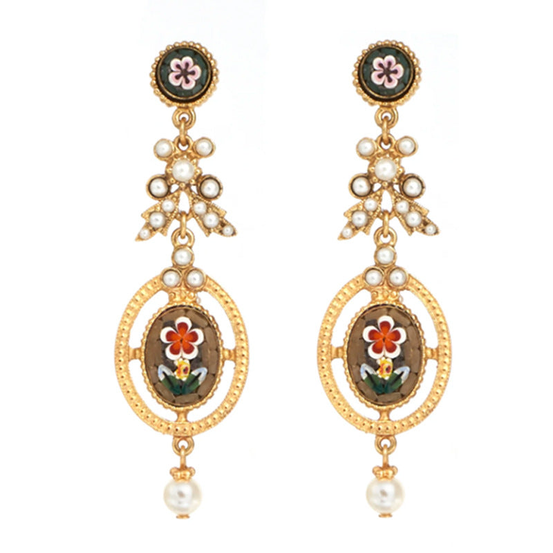 Bohemian Pearl Vintage Stud Earrings with S925 Posts