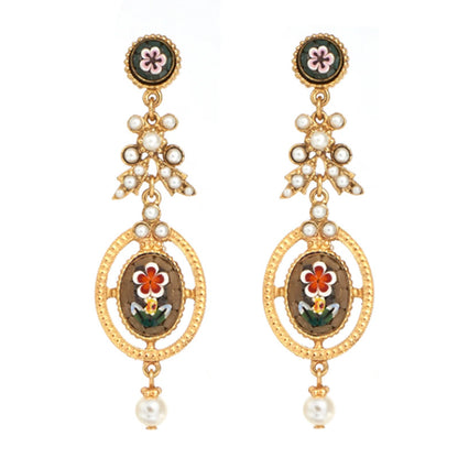 Bohemian Pearl Vintage Stud Earrings with S925 Posts