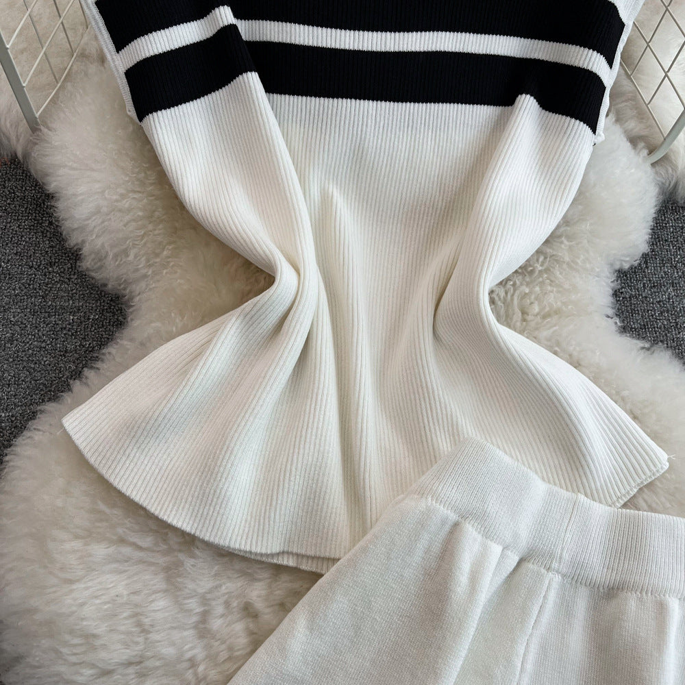 Daily Women's Casual Stripe Polyester Pants Sets Pants Sets