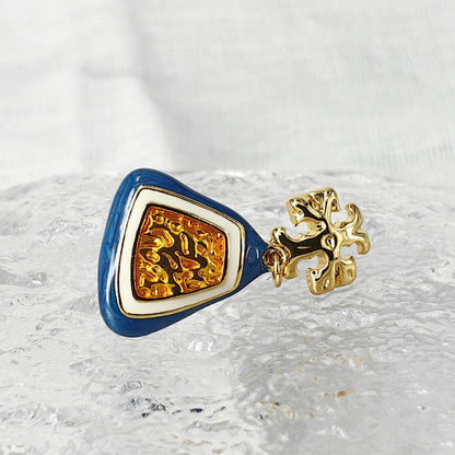 Blue Enamel Handbag Stud Earrings with S925 Posts