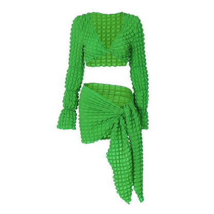 Beach Women's Sexy Solid Color Spandex Polyester Asymmetrical Skirt Sets Skirt Sets