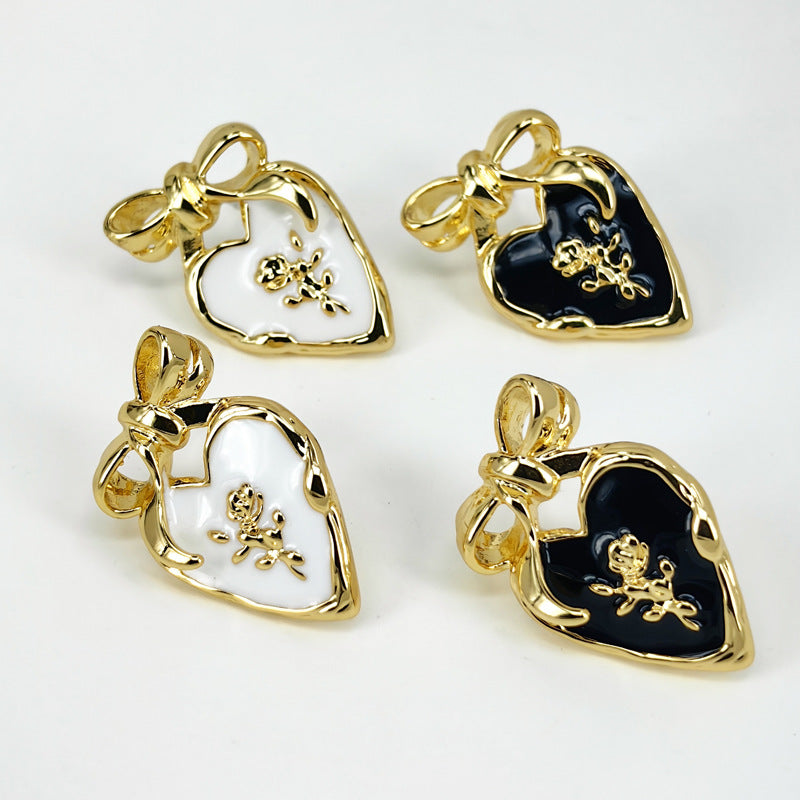 Enamel Bow Stud Earrings with S925 Posts