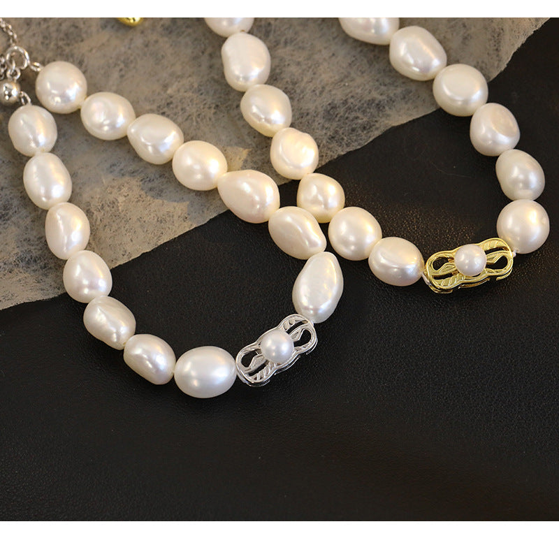 925 Sterling Silver Freshwater Pearl Beaded Chain Bracelets Classic Style