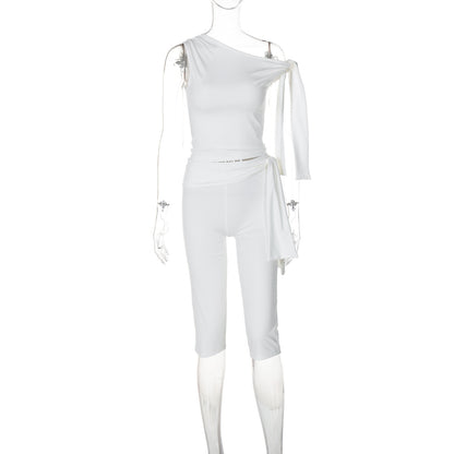 Banquet Daily Women's Casual Elegant Solid Color Spandex Polyester Pants Sets Shorts Sets