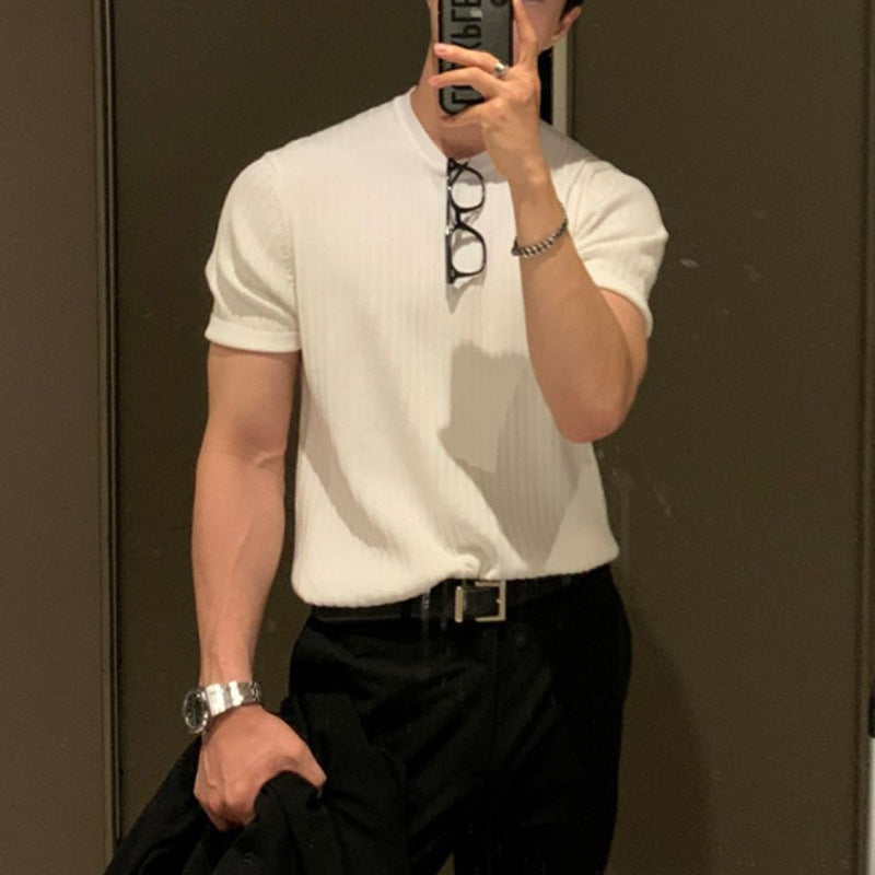 Men's Solid Color Simple Style Round Neck Short Sleeve Loose Men's T-shirt