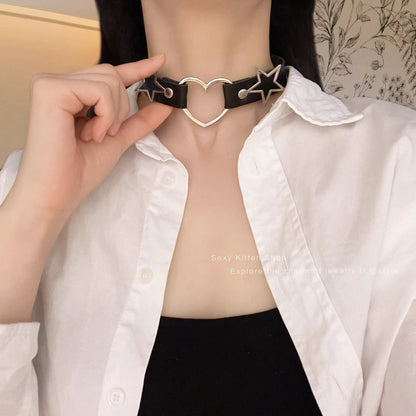 Simple Style Star Heart Shape Pu Leather  Choker