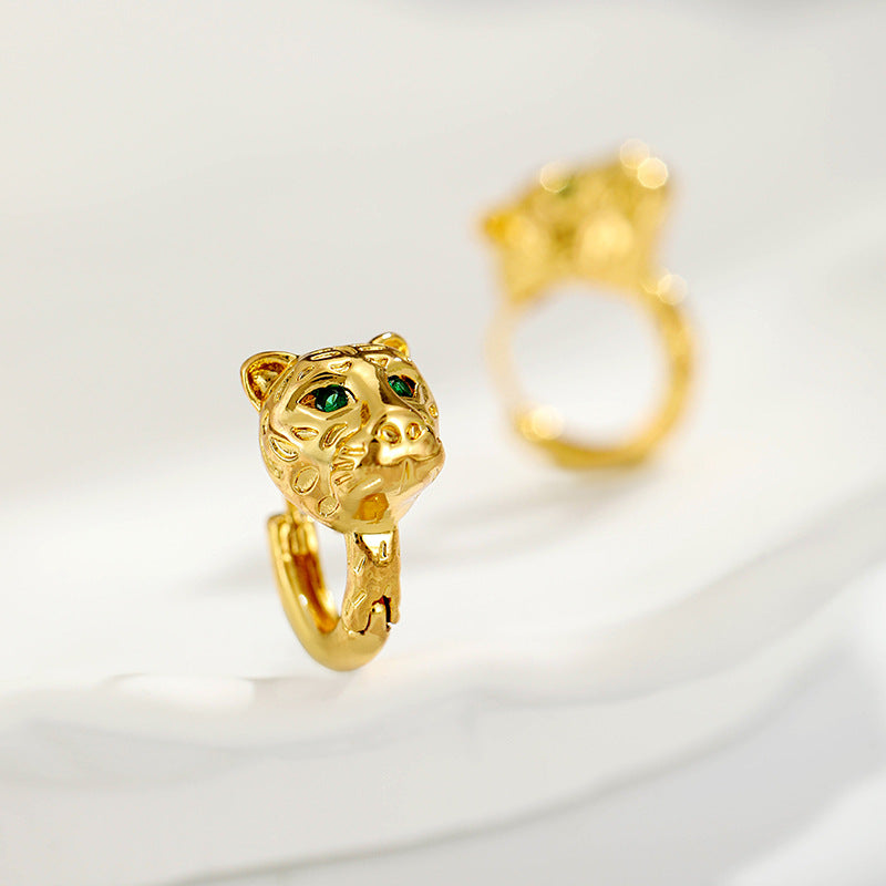 Leopard Head Zircon Stud Earrings