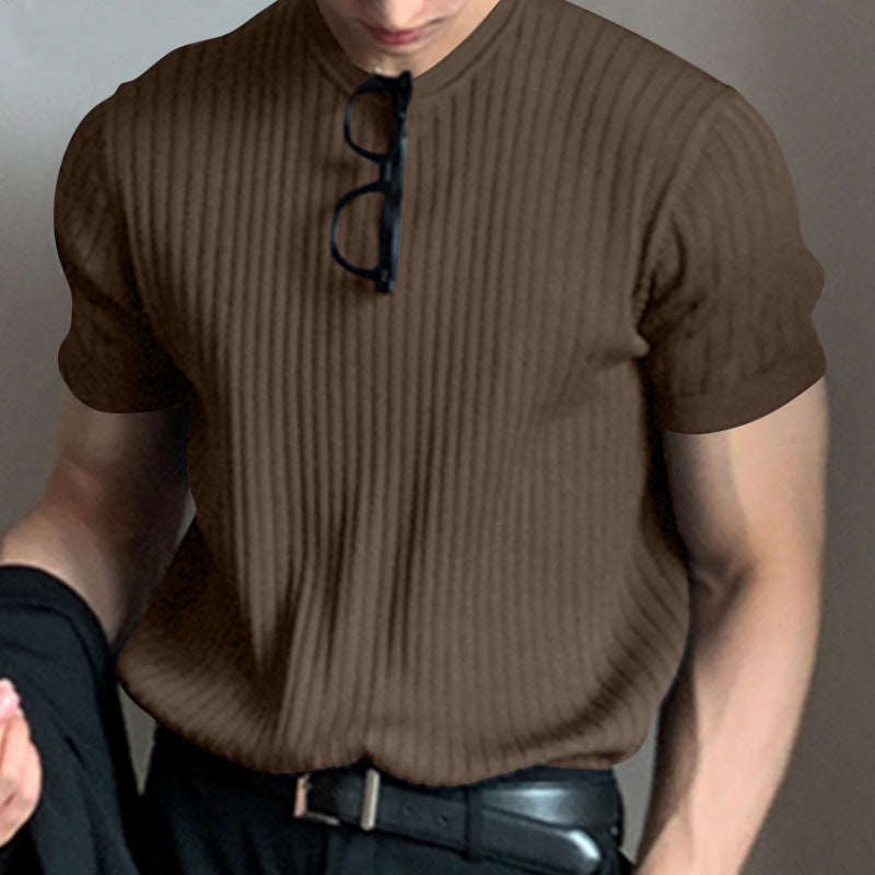 Men's Solid Color Simple Style Round Neck Short Sleeve Loose Men's T-shirt