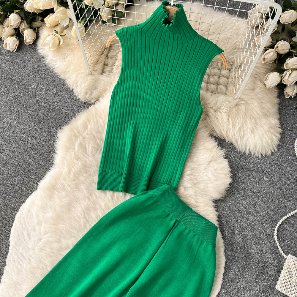 Holiday Women's Vacation Simple Style Solid Color Ice Silk Polyester Pants Sets Pants Sets