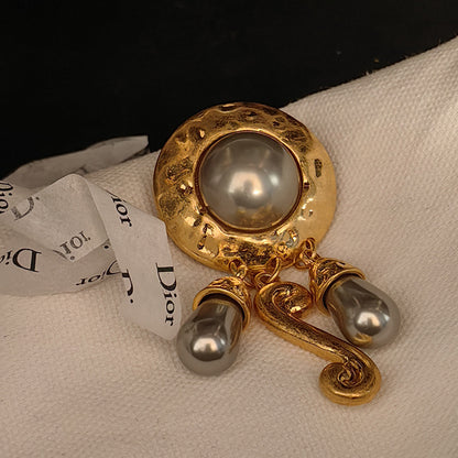 Statement Vintage Pearl Stud Earrings with S925 Posts