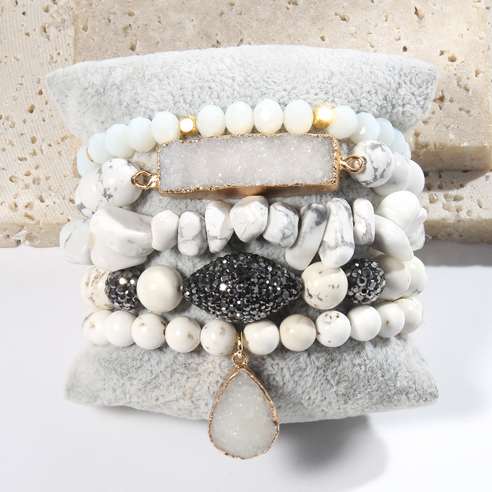 Vintage Style Bohemian Geometric natural stone Glass Beaded Chain Bracelets In Bulk Natural Stone Bracelet